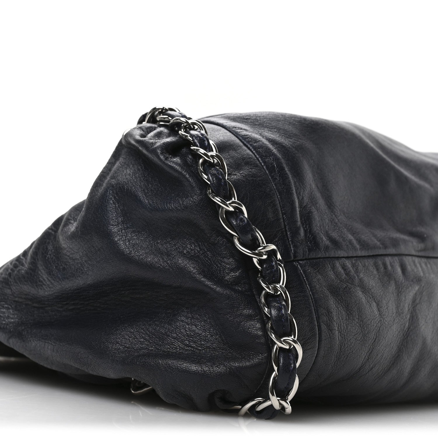 Lambskin Large Sharpei Shoulder Bag Blue