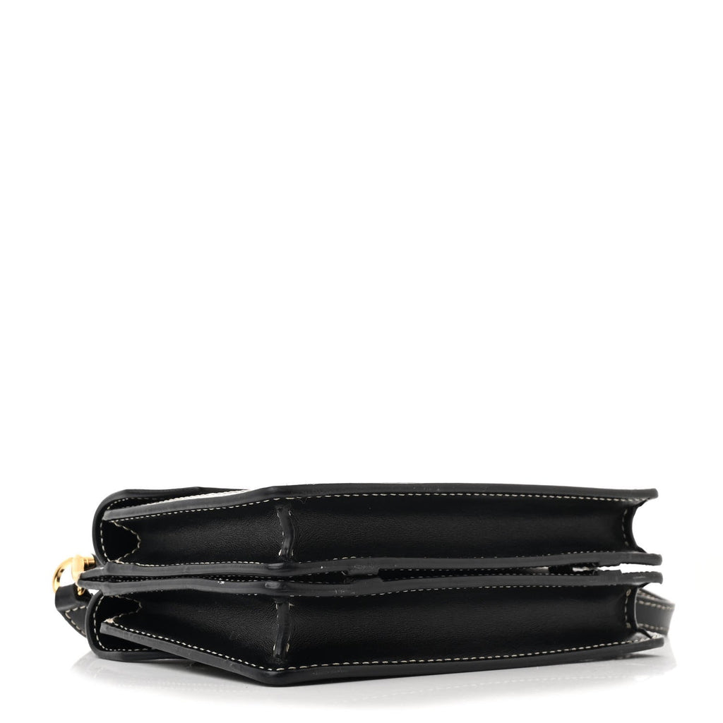 Smooth Calfskin Canvas Horseferry Print Mini Title Bag with Pocket Black