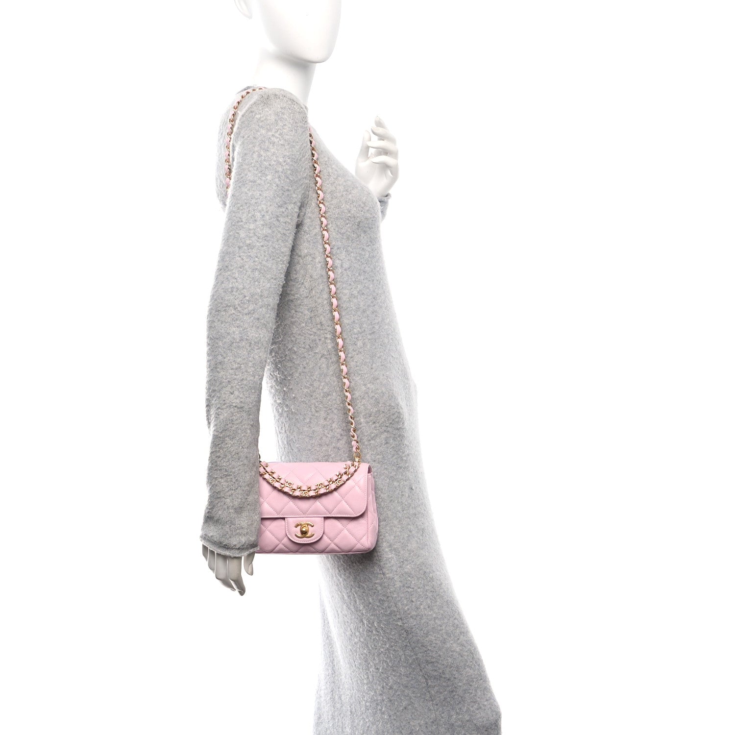 Caviar Quilted Mini Flap Light Pink