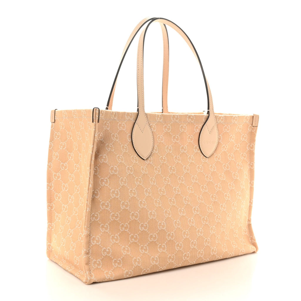 Denim Ophidia GG Monogram Large Tote Light Beige