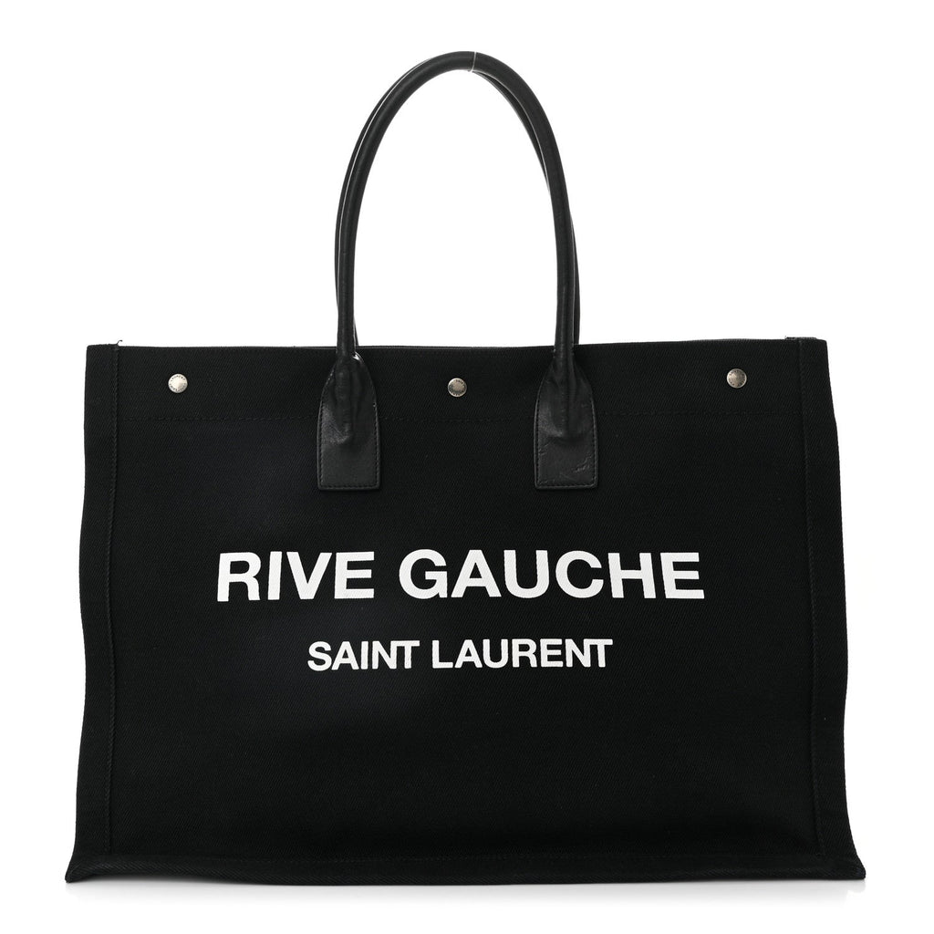 Linen Calfskin Rive Gauche Tote Black