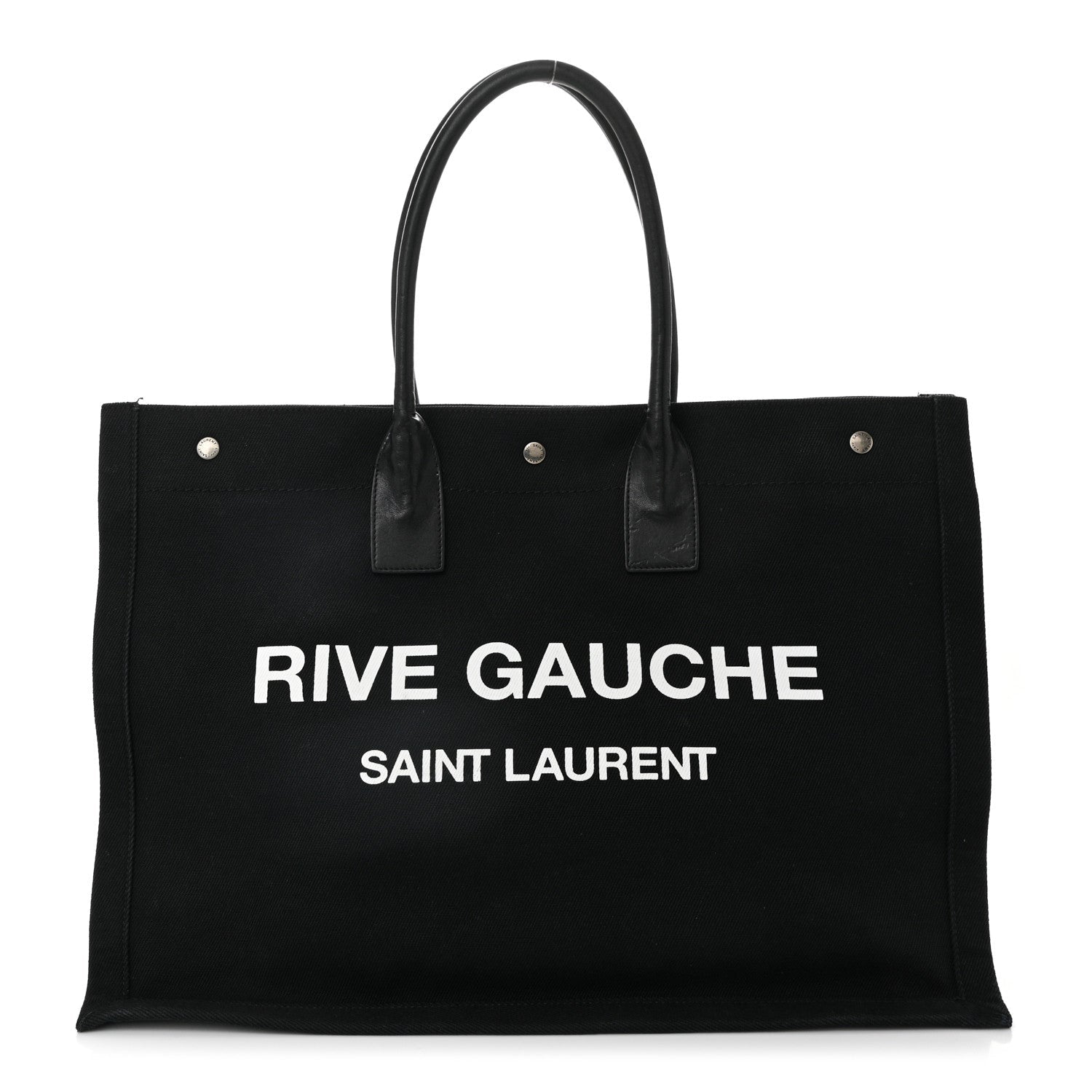 Linen Calfskin Rive Gauche Tote Black