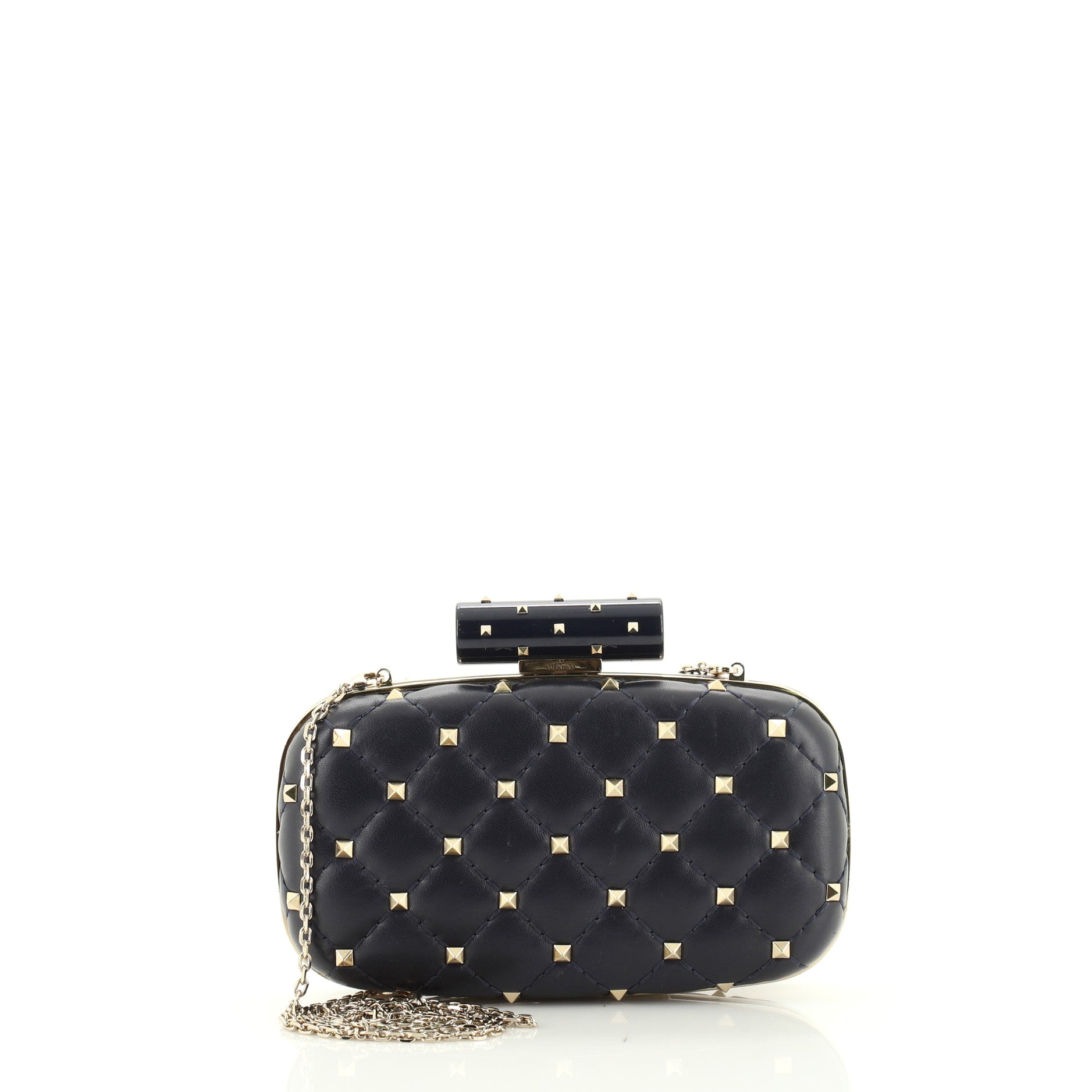 Rockstud Spike Box Clutch Quilted Leather