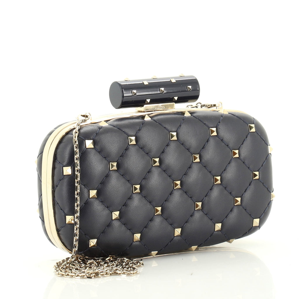 Rockstud Spike Box Clutch Quilted Leather