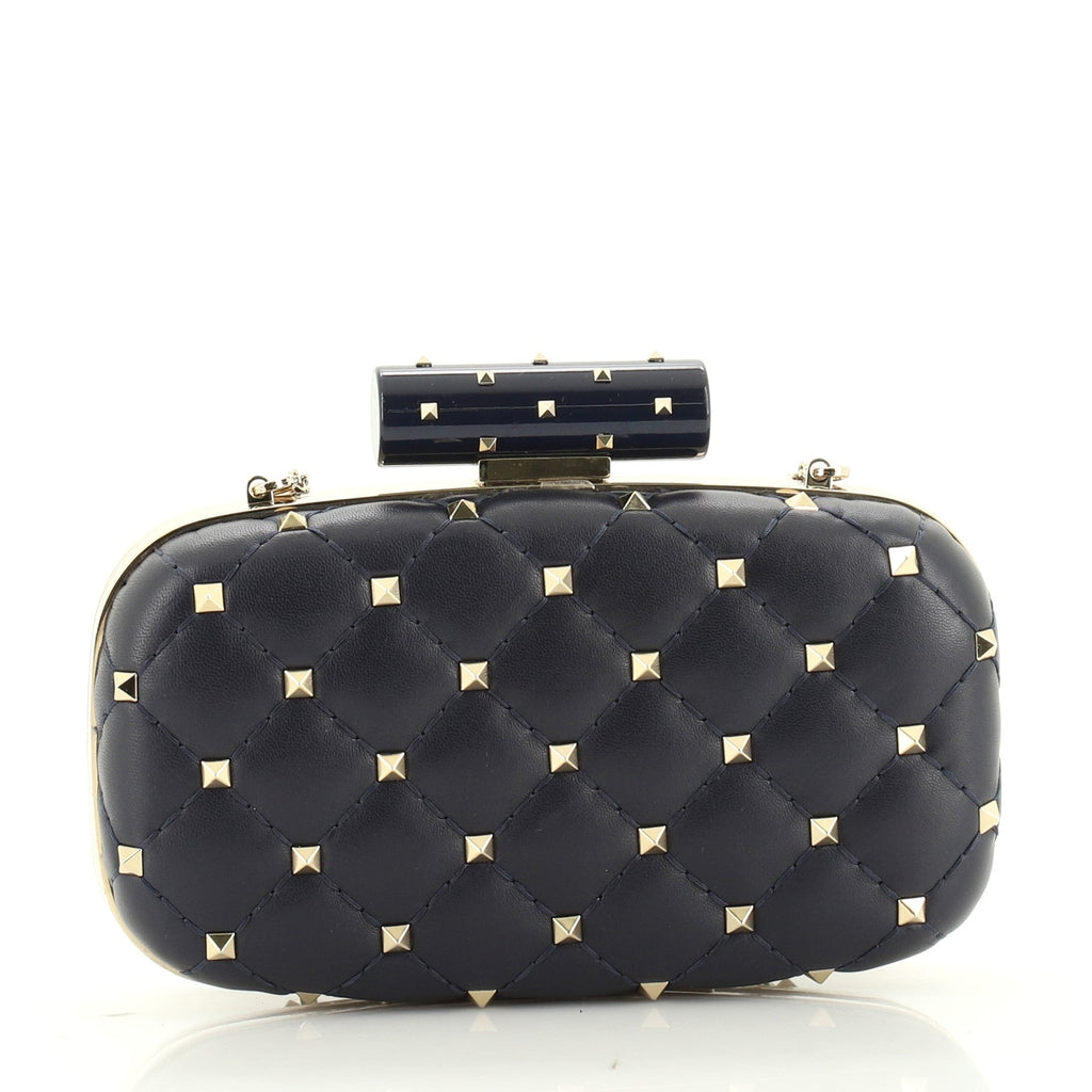 Rockstud Spike Box Clutch Quilted Leather