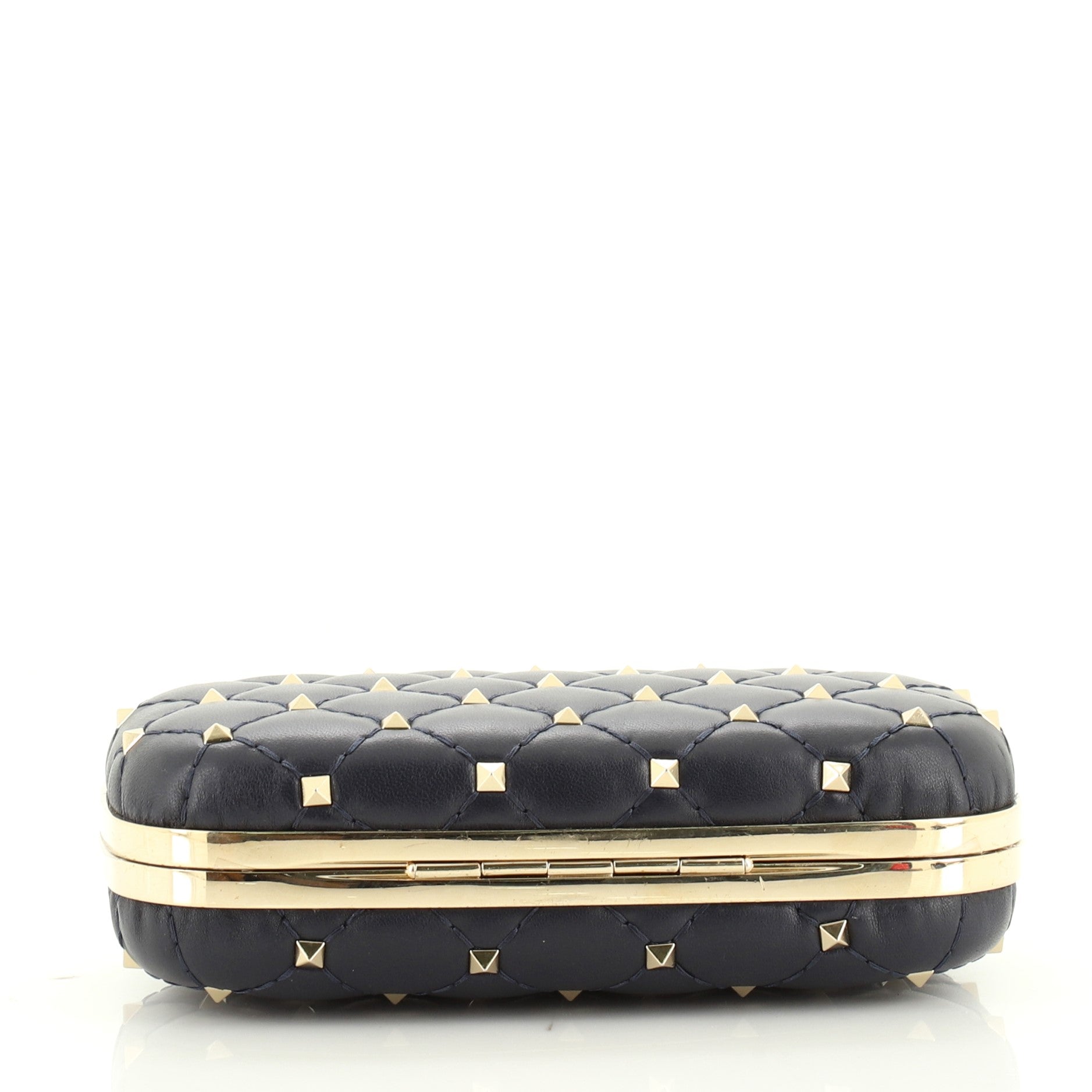 Rockstud Spike Box Clutch Quilted Leather