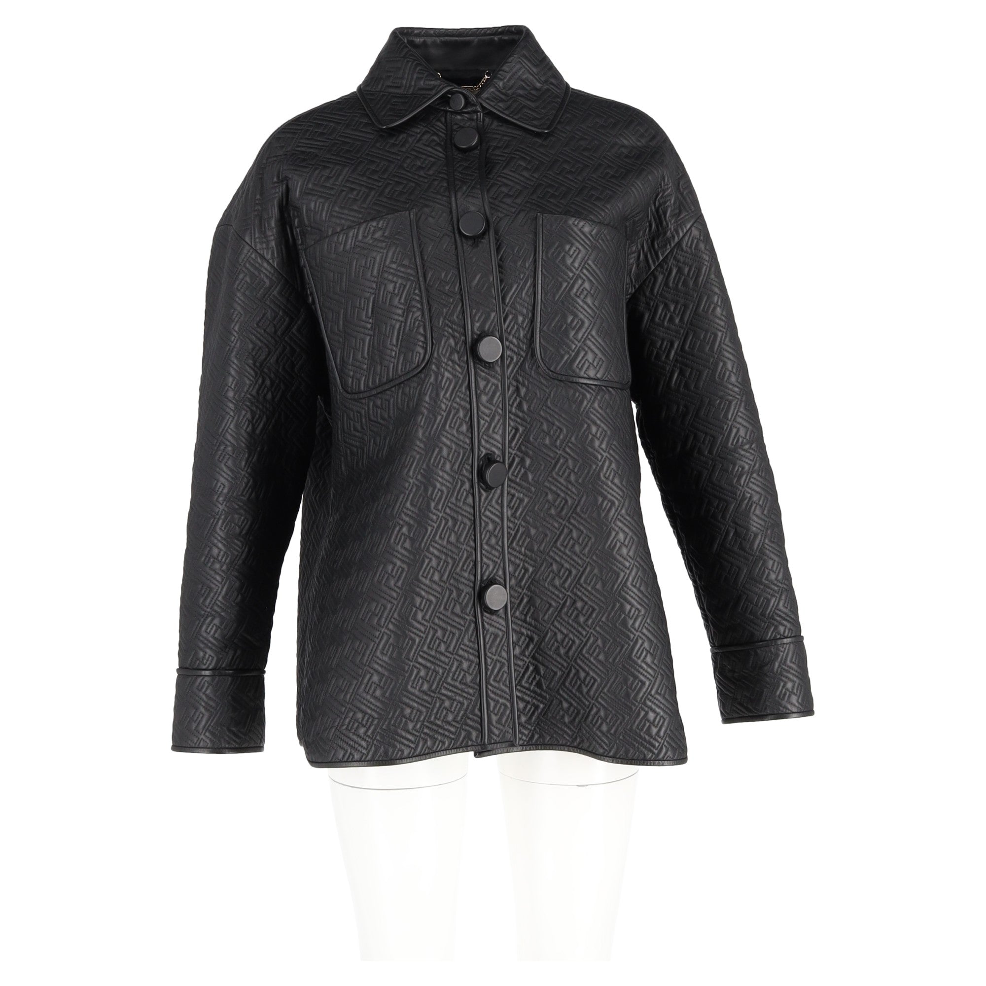 Fendi Monogram Go-To Jacket in Black Nappa Leather