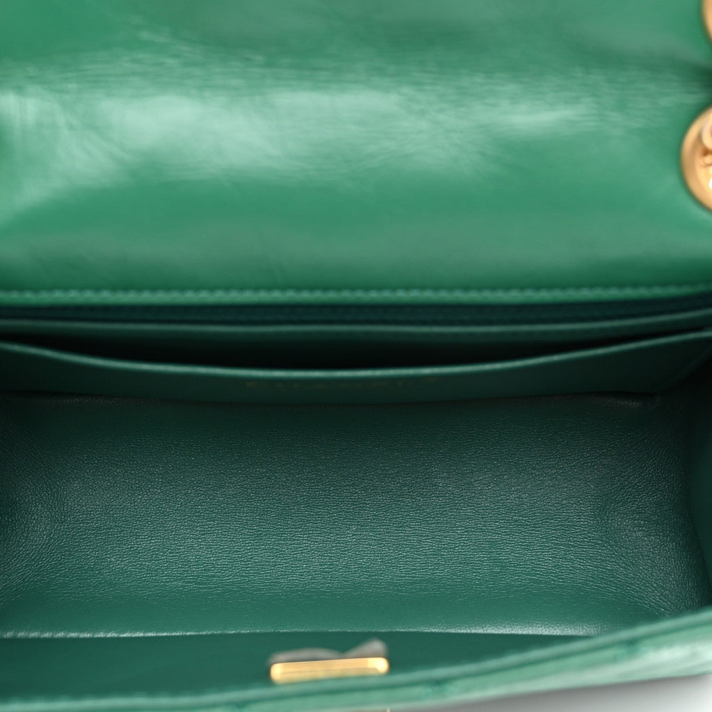 Aged Calfskin Quilted 2.55 Reissue Mini Flap Green