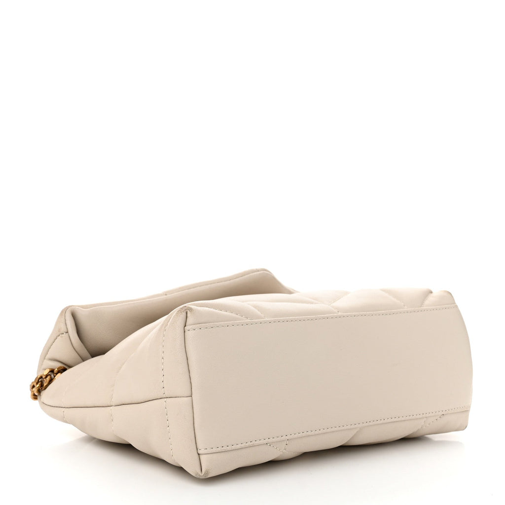 Lambskin Quilted Toy Loulou Puffer Monogram Chain Satchel Crema Soft