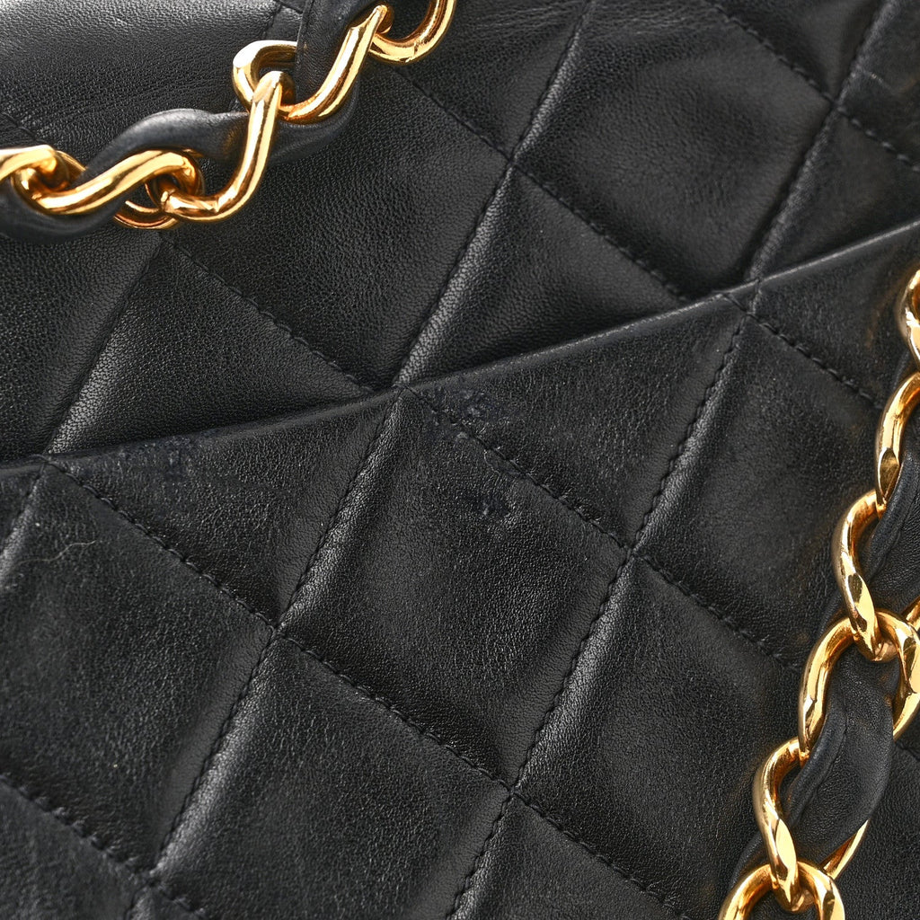 Lambskin Quilted XL Jumbo Single Flap Black
