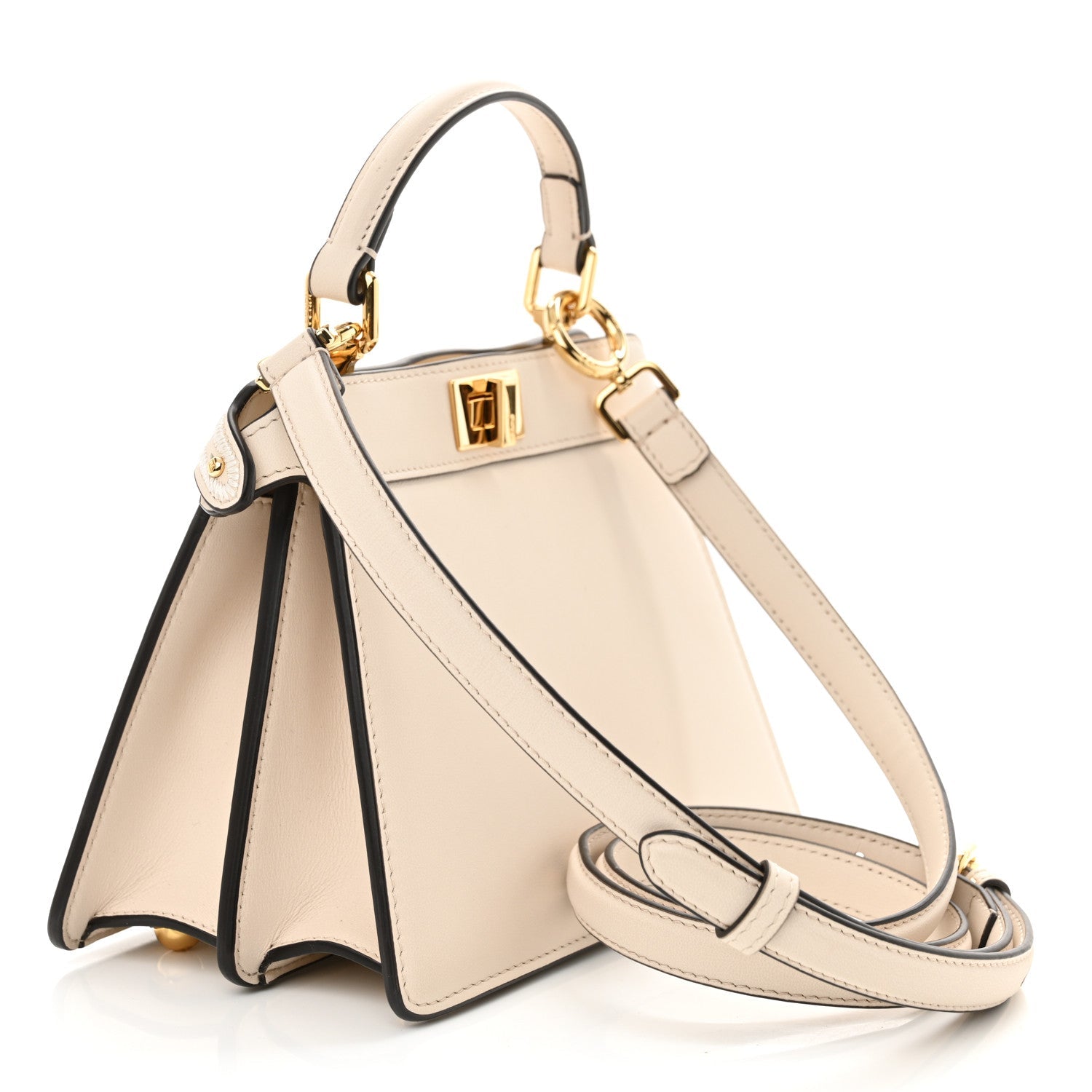 Vitello Seta Shiny Nappa Floral Embroidered Petite Peekaboo I SEE U Satchel Camelia White Ice