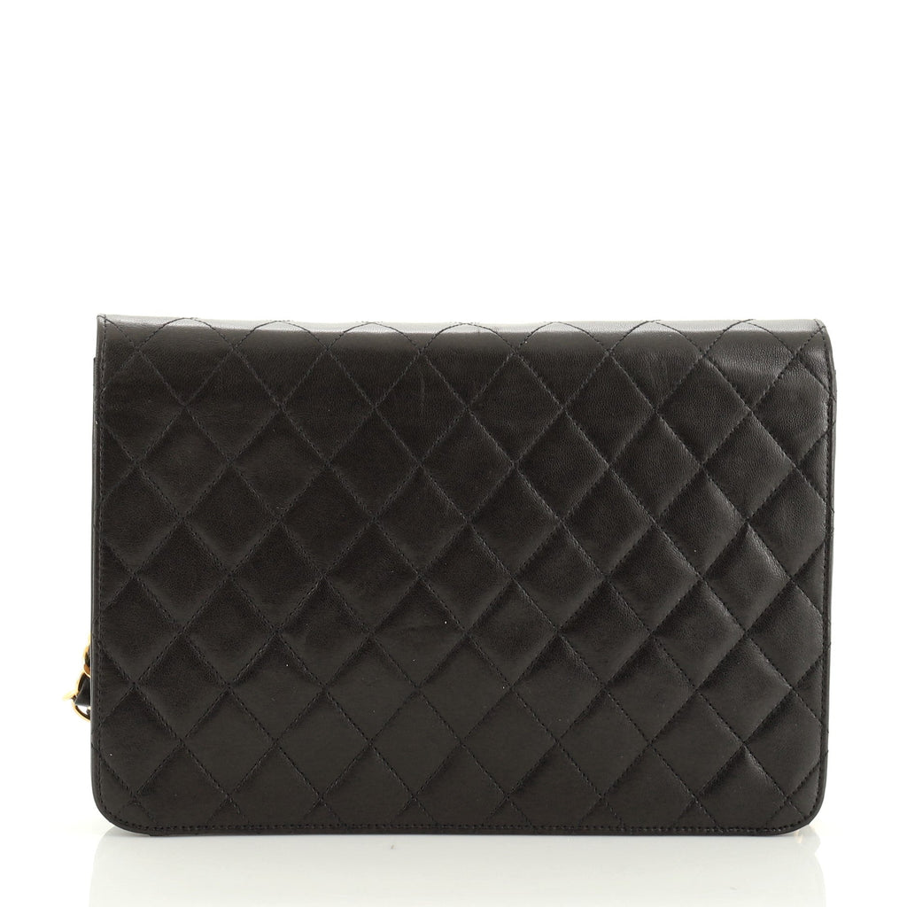 Vintage Clutch with Chain Quilted Leather Medium