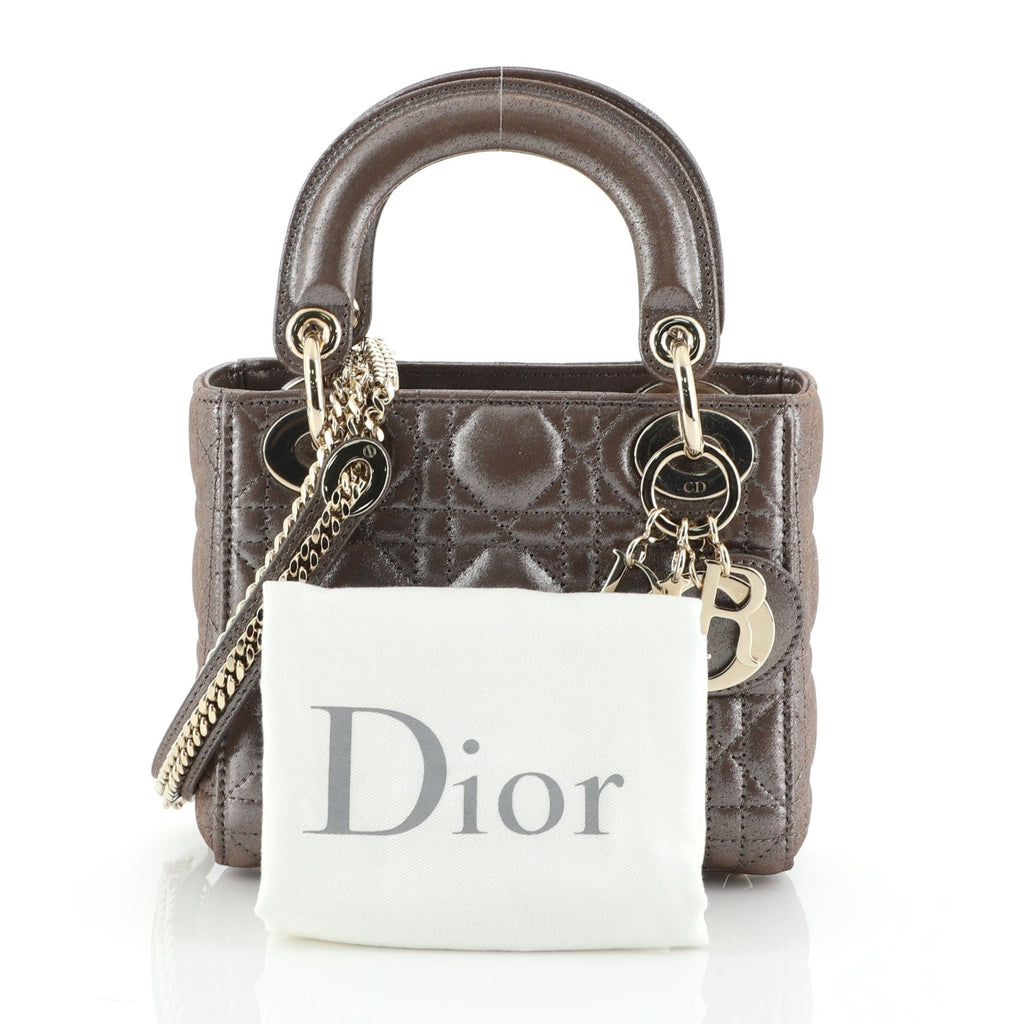 Lady Dior Bag Cannage Quilt Iridescent Leather Mini