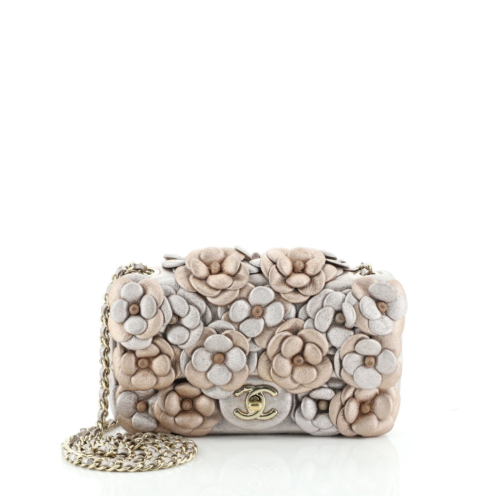 CC Camellia Flap Bag Embellished Lambskin Mini
