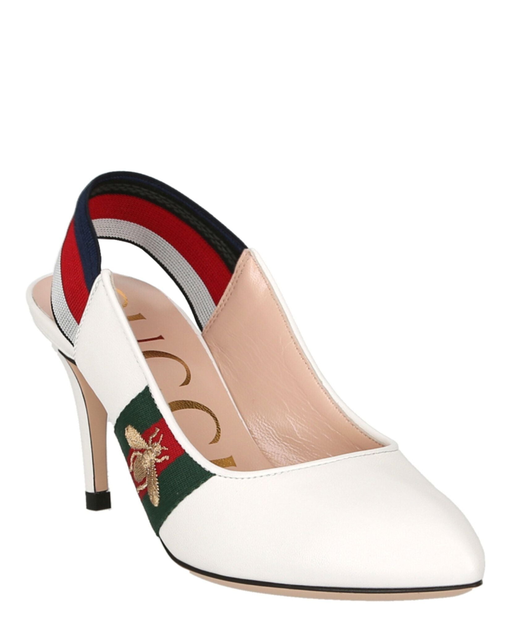 Women's Gucci Sylvie Leather Web Slingback Pumps