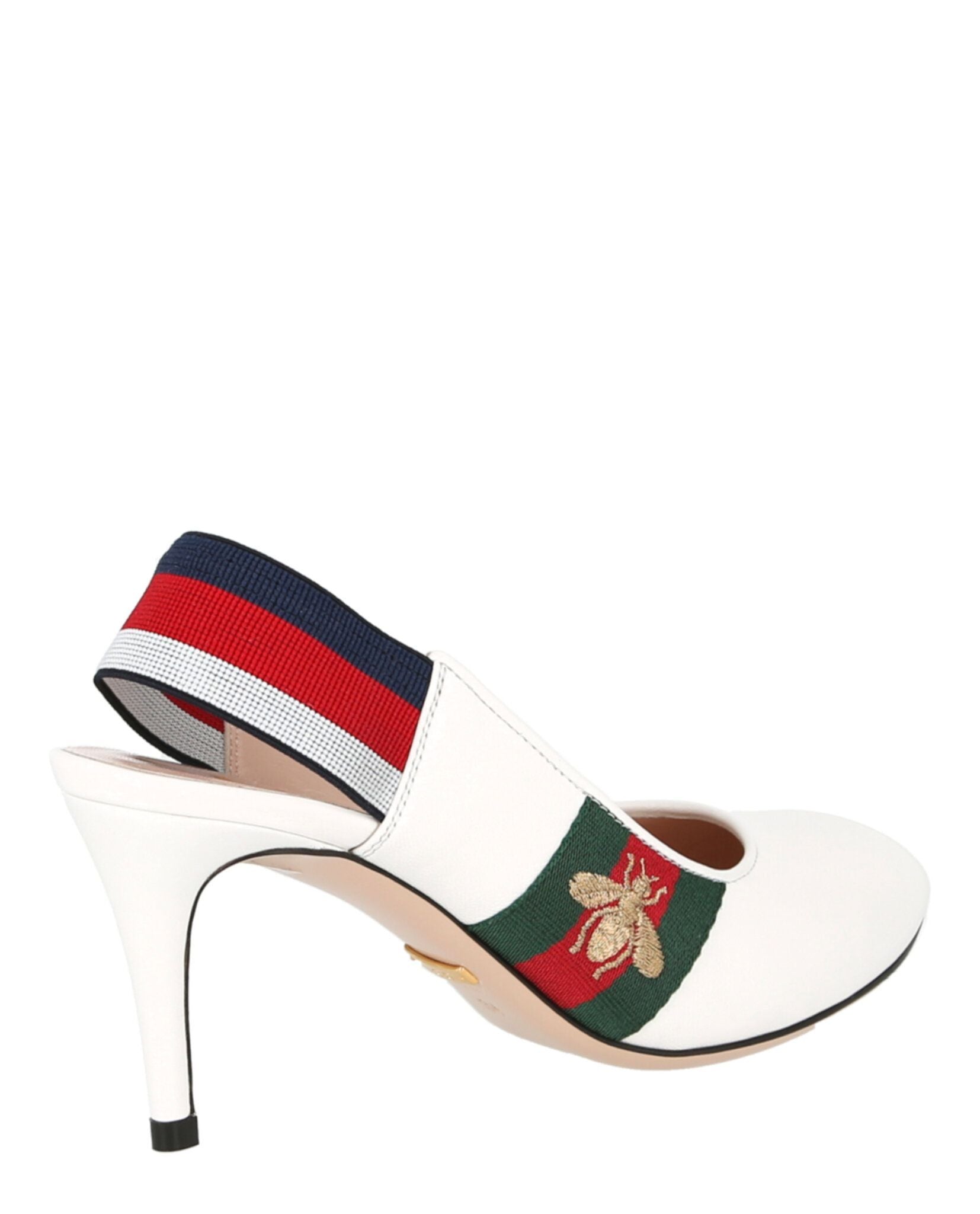 Women's Gucci Sylvie Leather Web Slingback Pumps