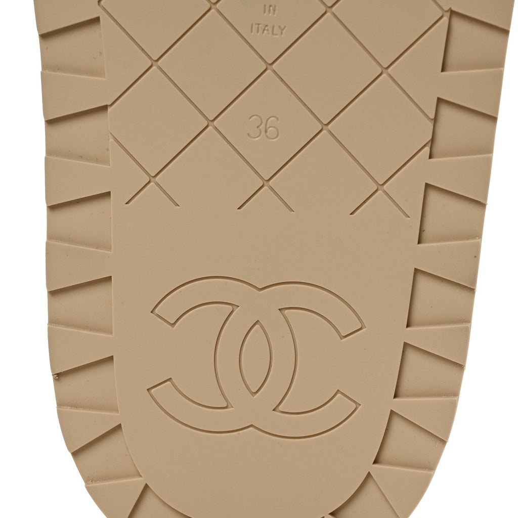 Lambskin Quilted CC Turnlock Mules  36 Beige