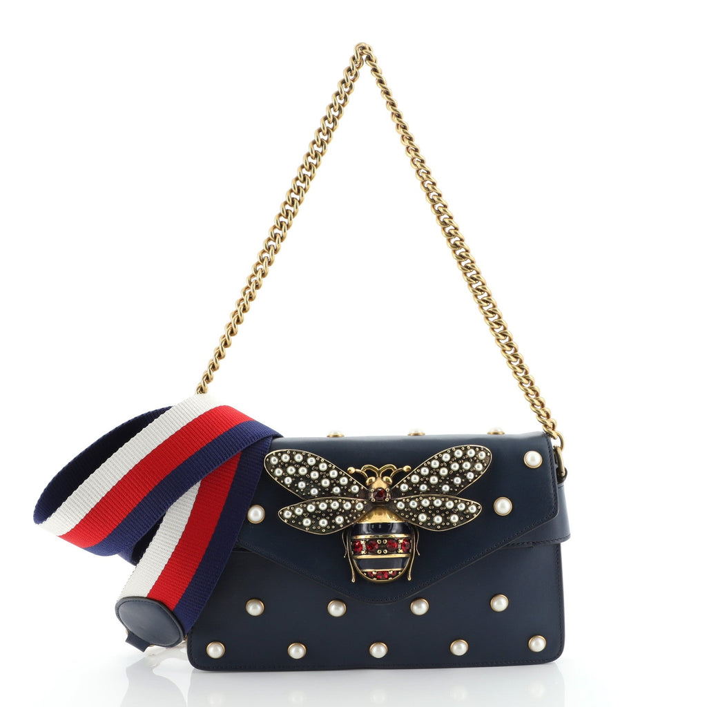 Broadway Pearly Bee Shoulder Bag Embellished Leather Mini