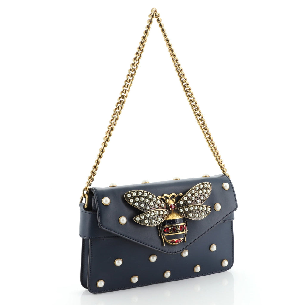 Broadway Pearly Bee Shoulder Bag Embellished Leather Mini