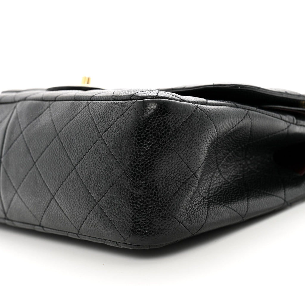 Caviar Quilted Jumbo Double Flap Black