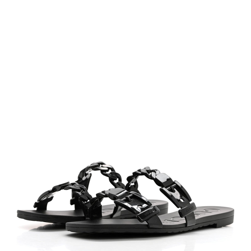 Rubber Womens Slide Sandals 38 Black
