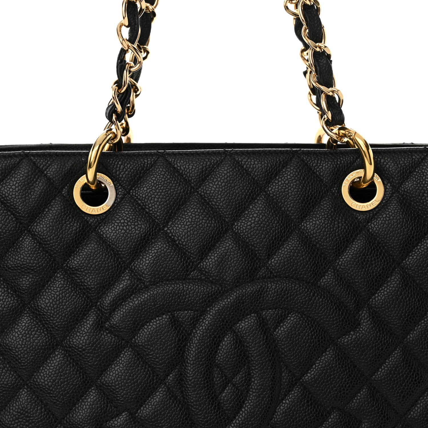 Caviar Quilted Grand Shopping Tote GST Black