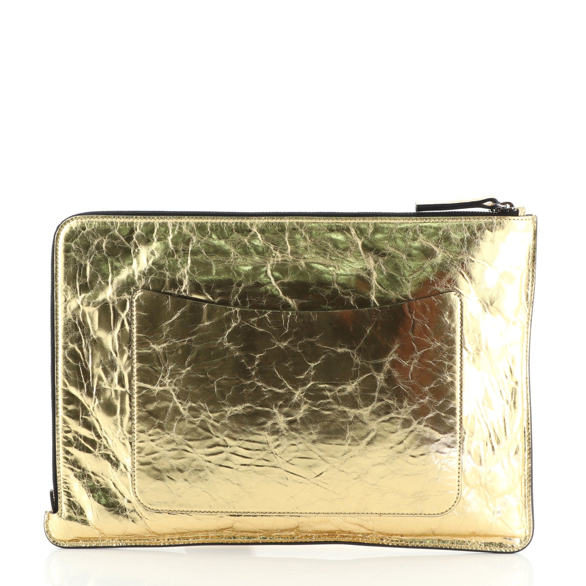 Feminine Pouch Crinkled Leather Large