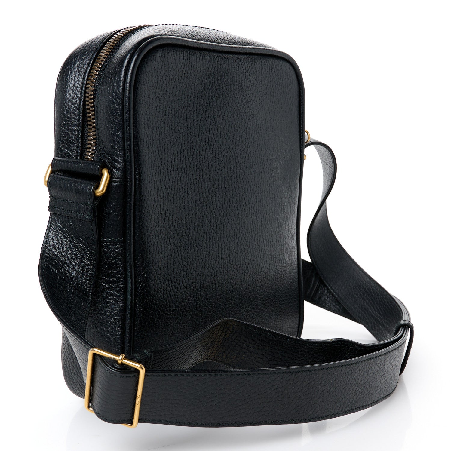 Grained Calfskin Logo Messenger Bag Black