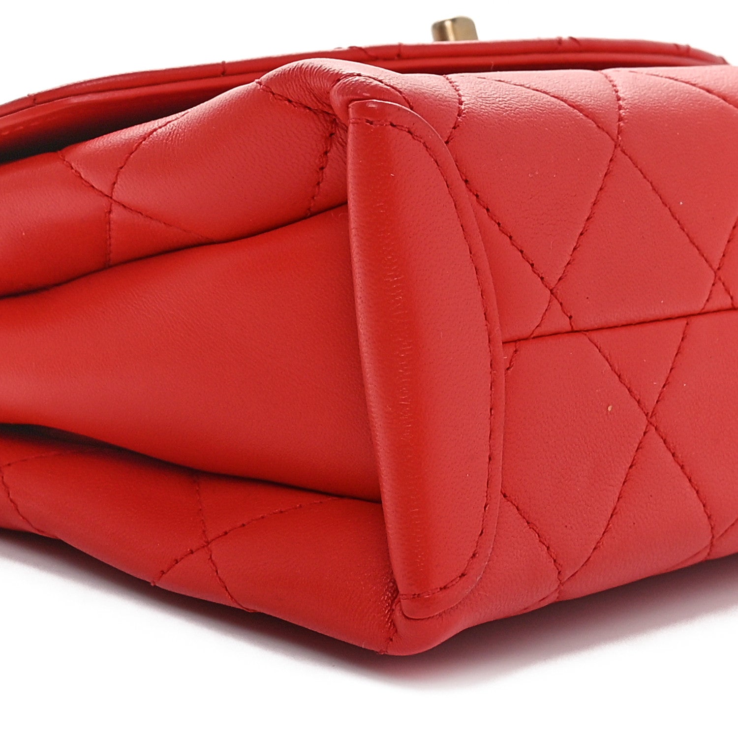 Lambskin Quilted Small Trendy Spirit Top Handle Bag Red