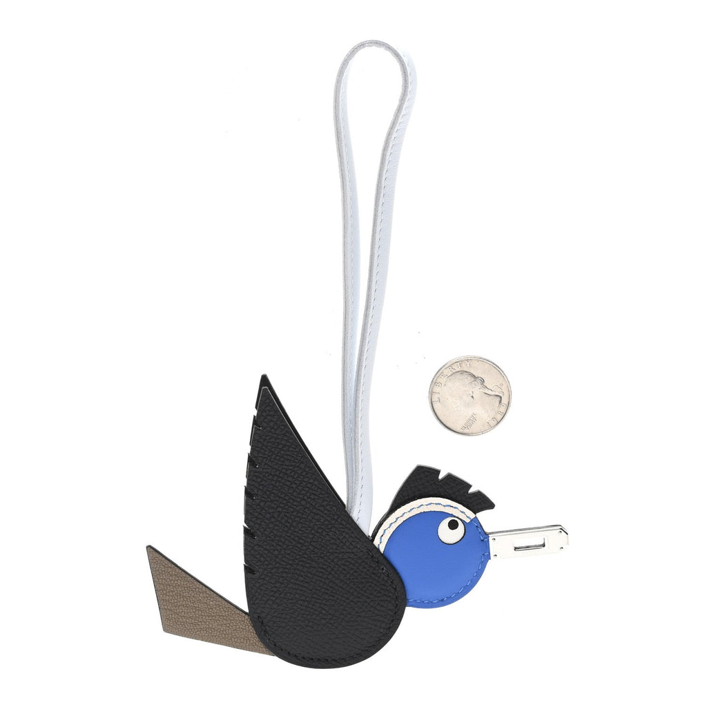 Epsom Swift Chevre Mysore Birdy Bag Charm Black Etoupe Bleu Hydra Bleu Brume