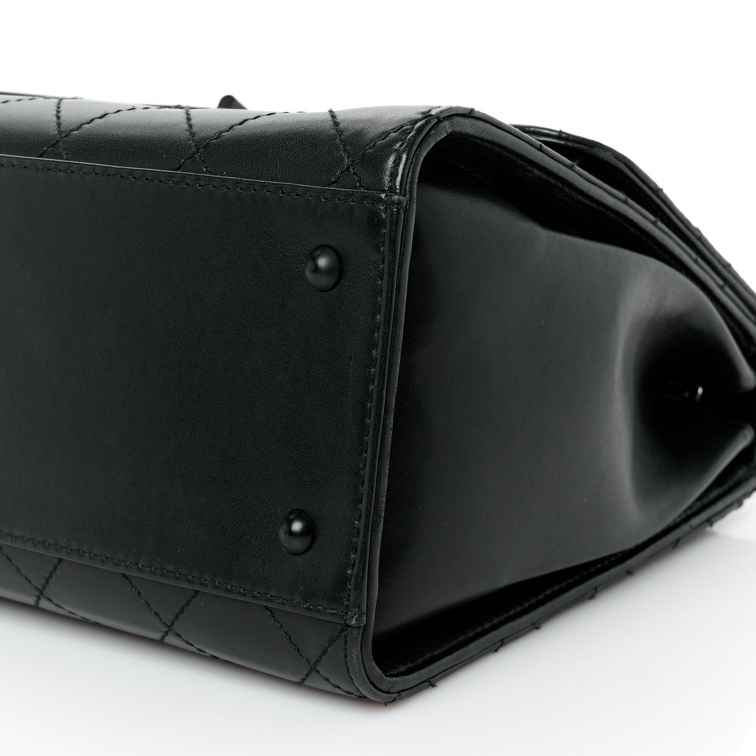 Calfskin Diamond Stitched Flap Shoulder Bag Black