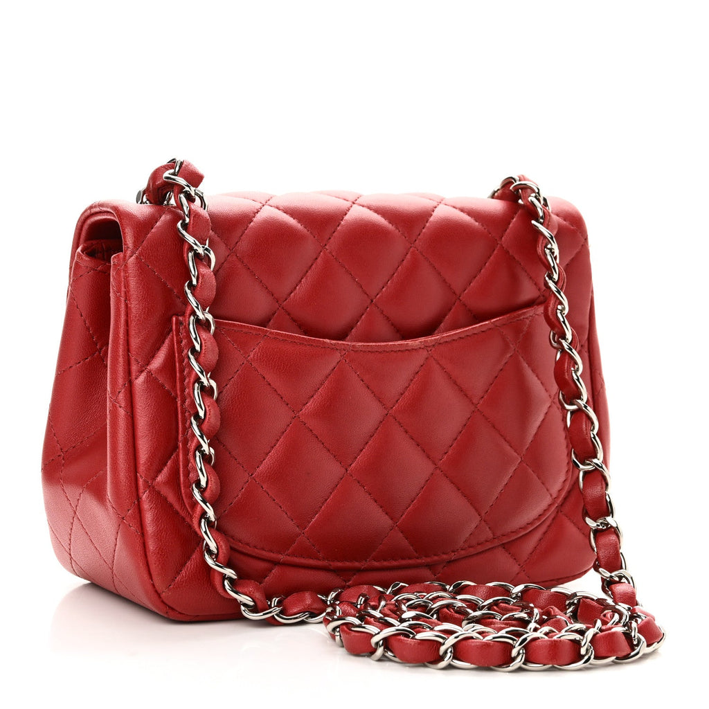 Lambskin Quilted Mini Square Flap Red