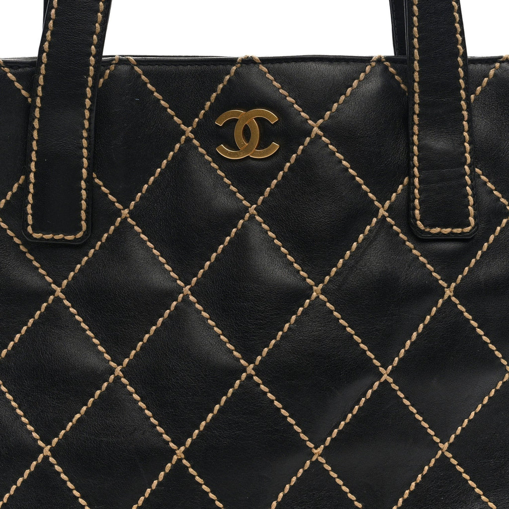 Calfskin Wild Stitch Tote Black