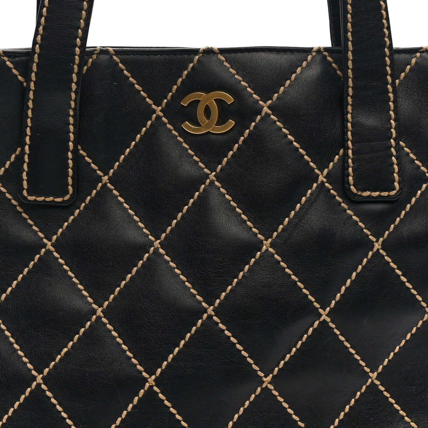 Calfskin Wild Stitch Tote Black