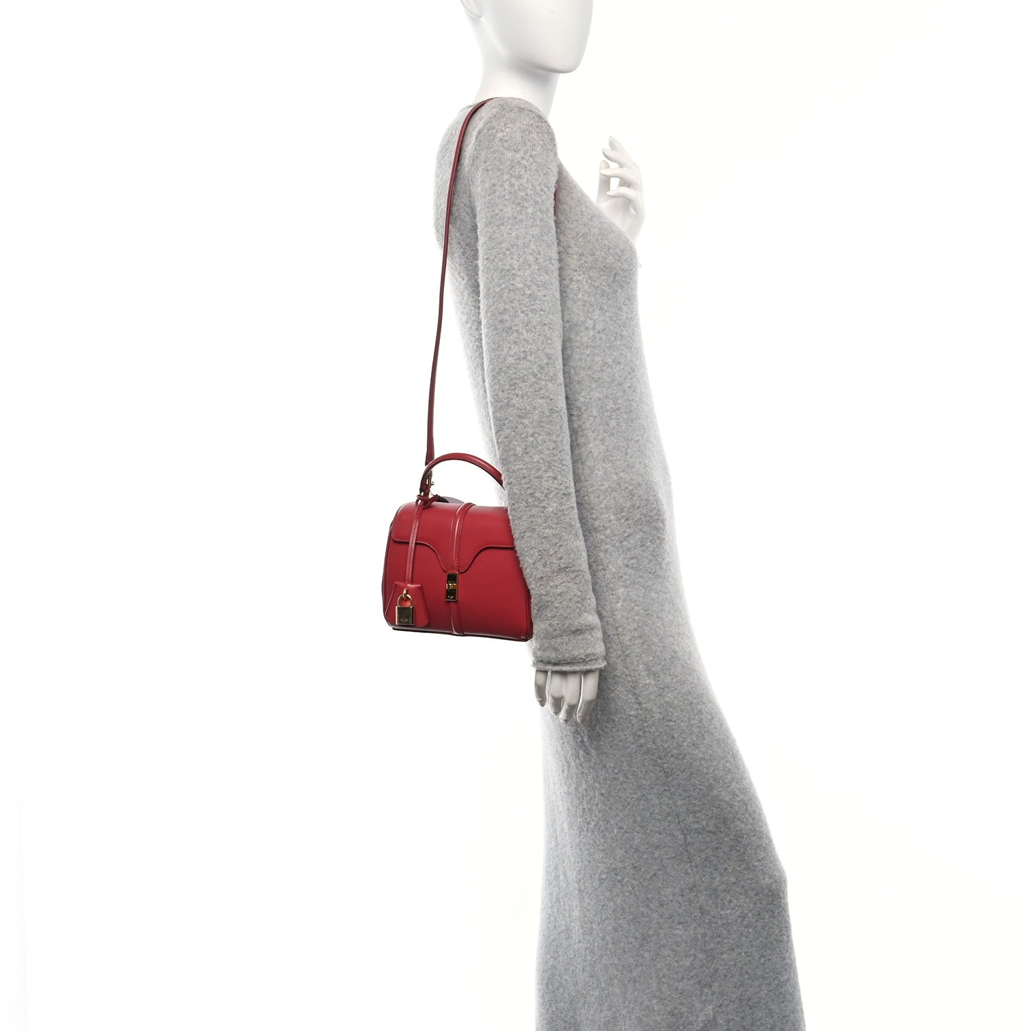 Satinated Calfskin Mini 16 Top Handle Bag Raspberry