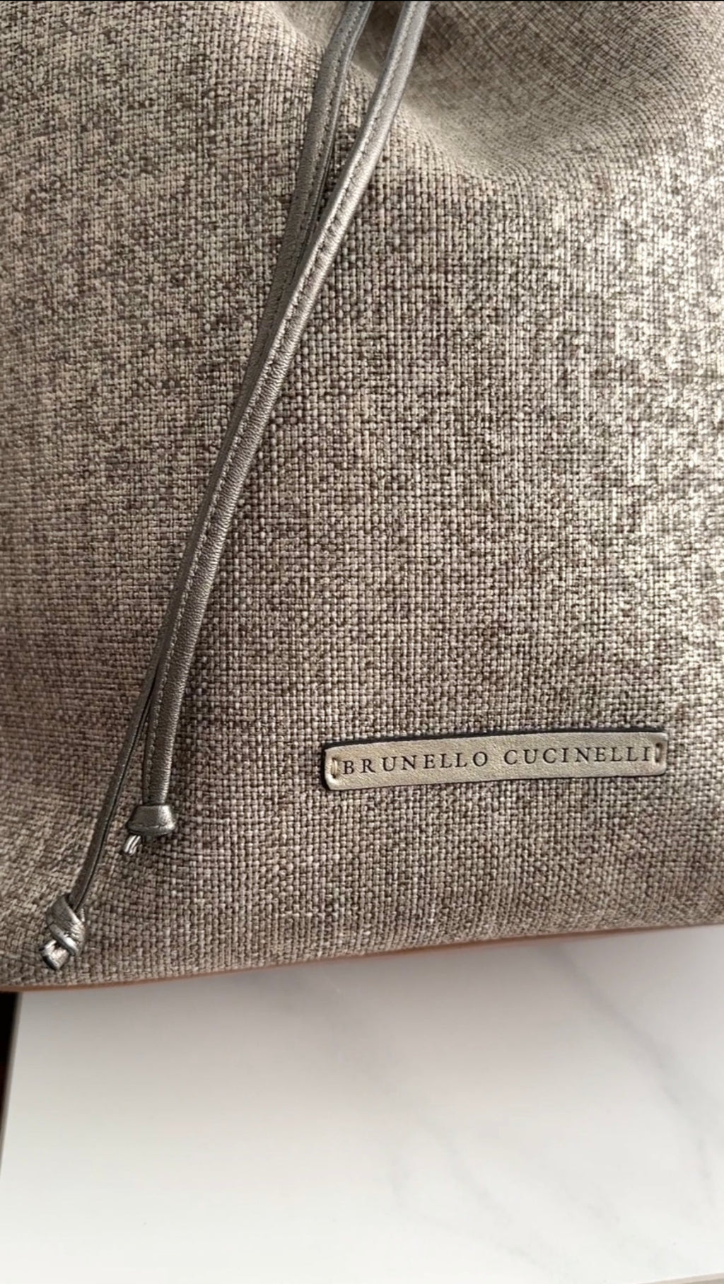 Brunello Cucinelli Gold Metallic Canvas Fringe Backpack