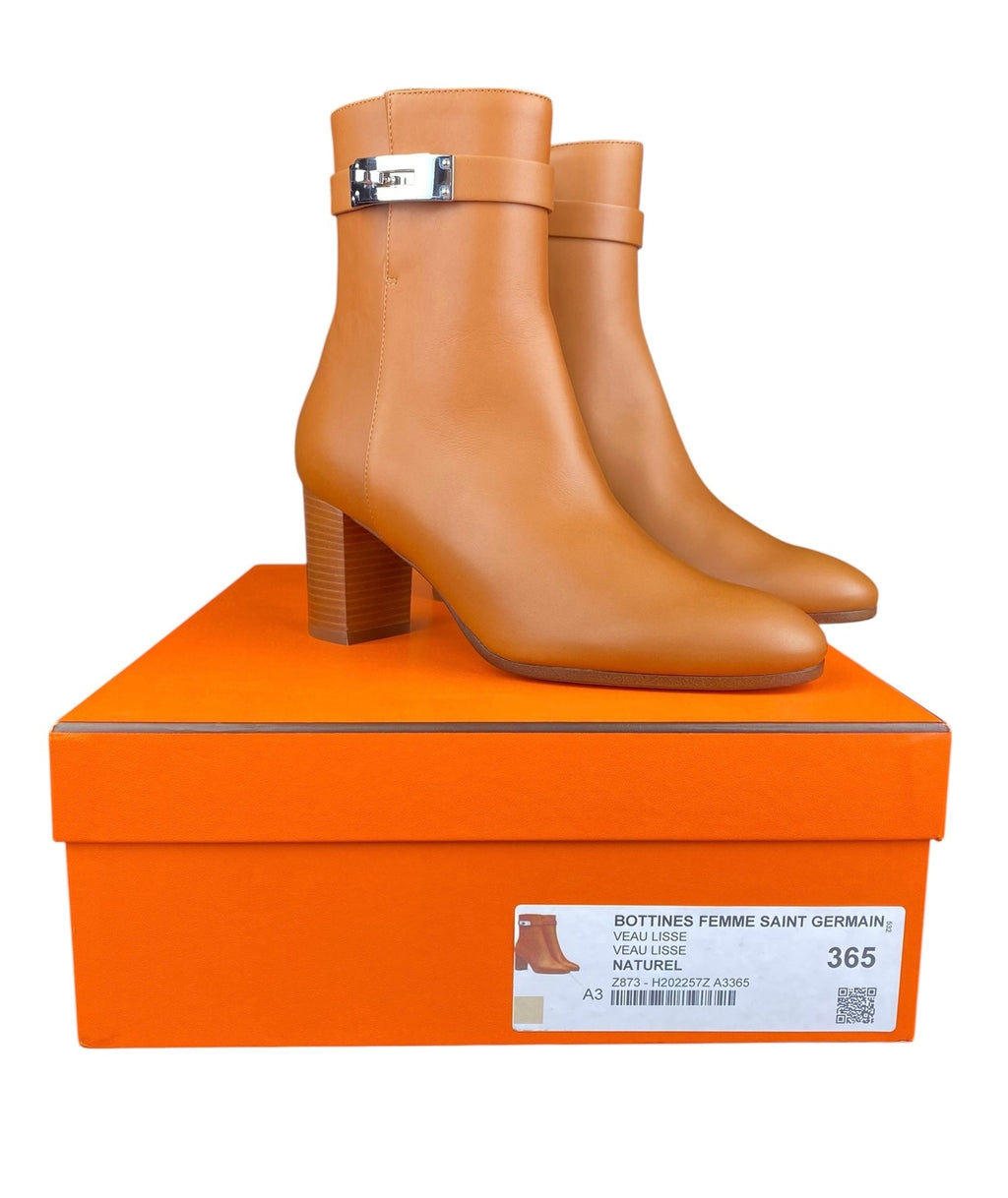 Hermes Gold Calfskin Saint Germain Buckle Boot PHW - 36.5