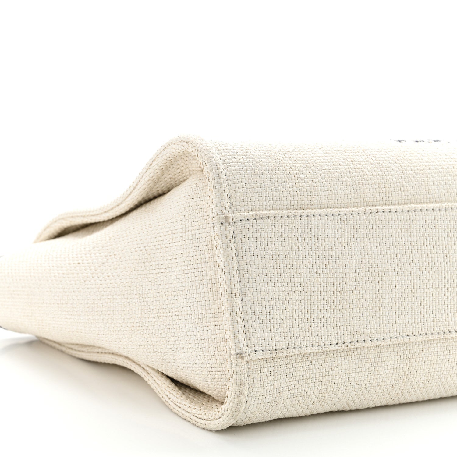 Woven Straw Raffia Small Deauville Tote White Navy