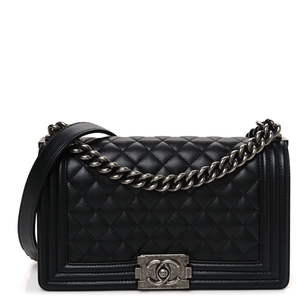 Caviar Quilted Medium Boy Flap Black