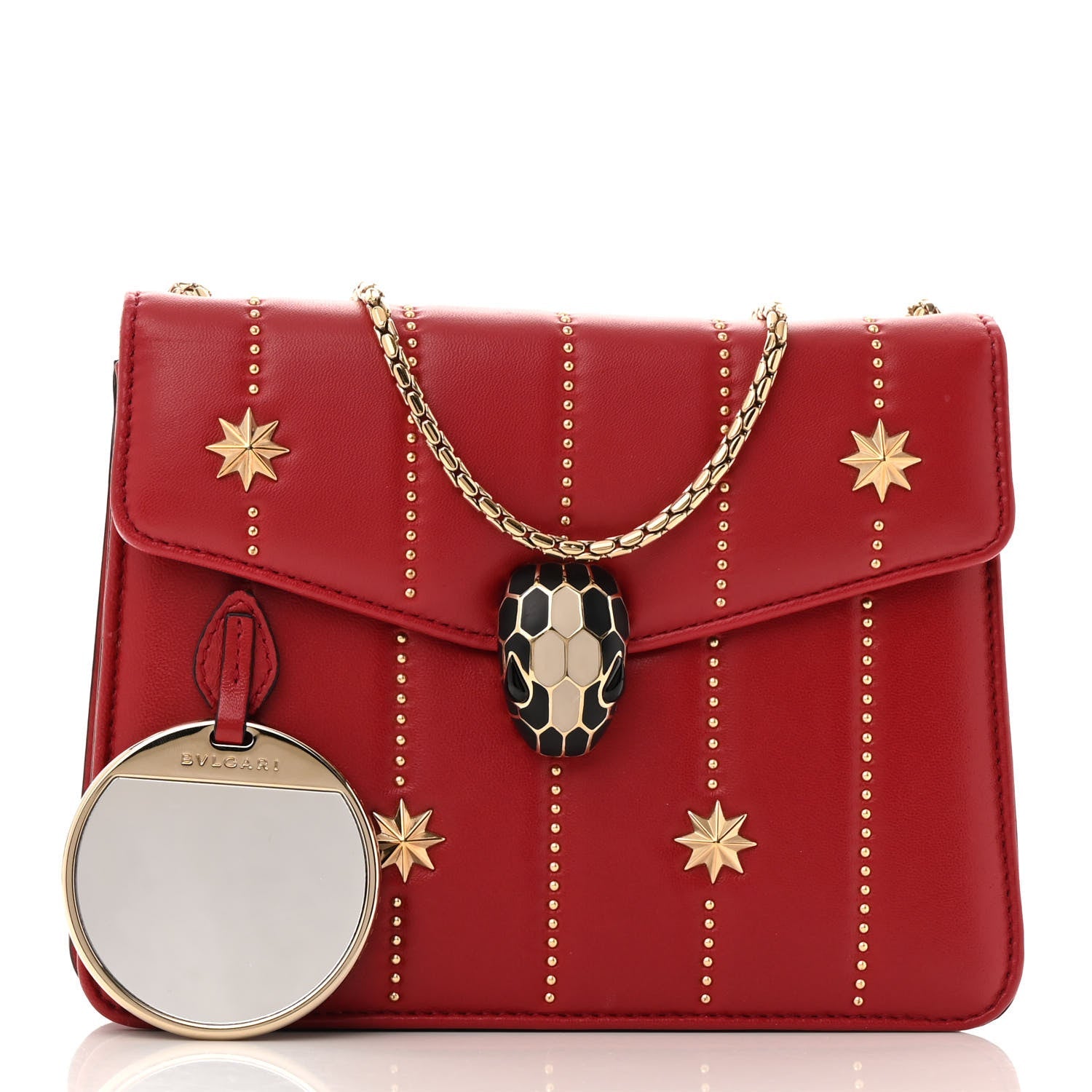 Calfskin Star Studded Serpenti Forever Crossbody Bag Red