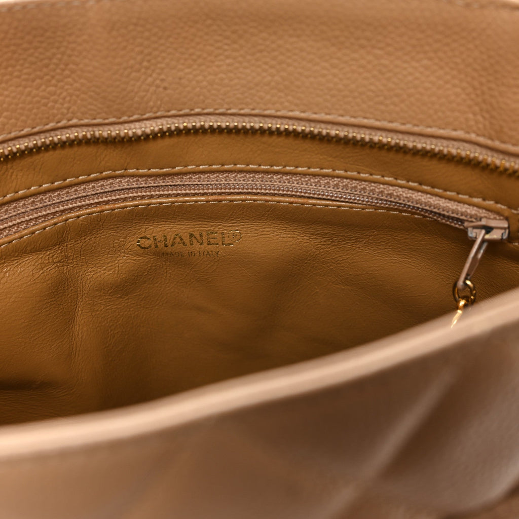 Caviar Quilted Medallion Tote Beige