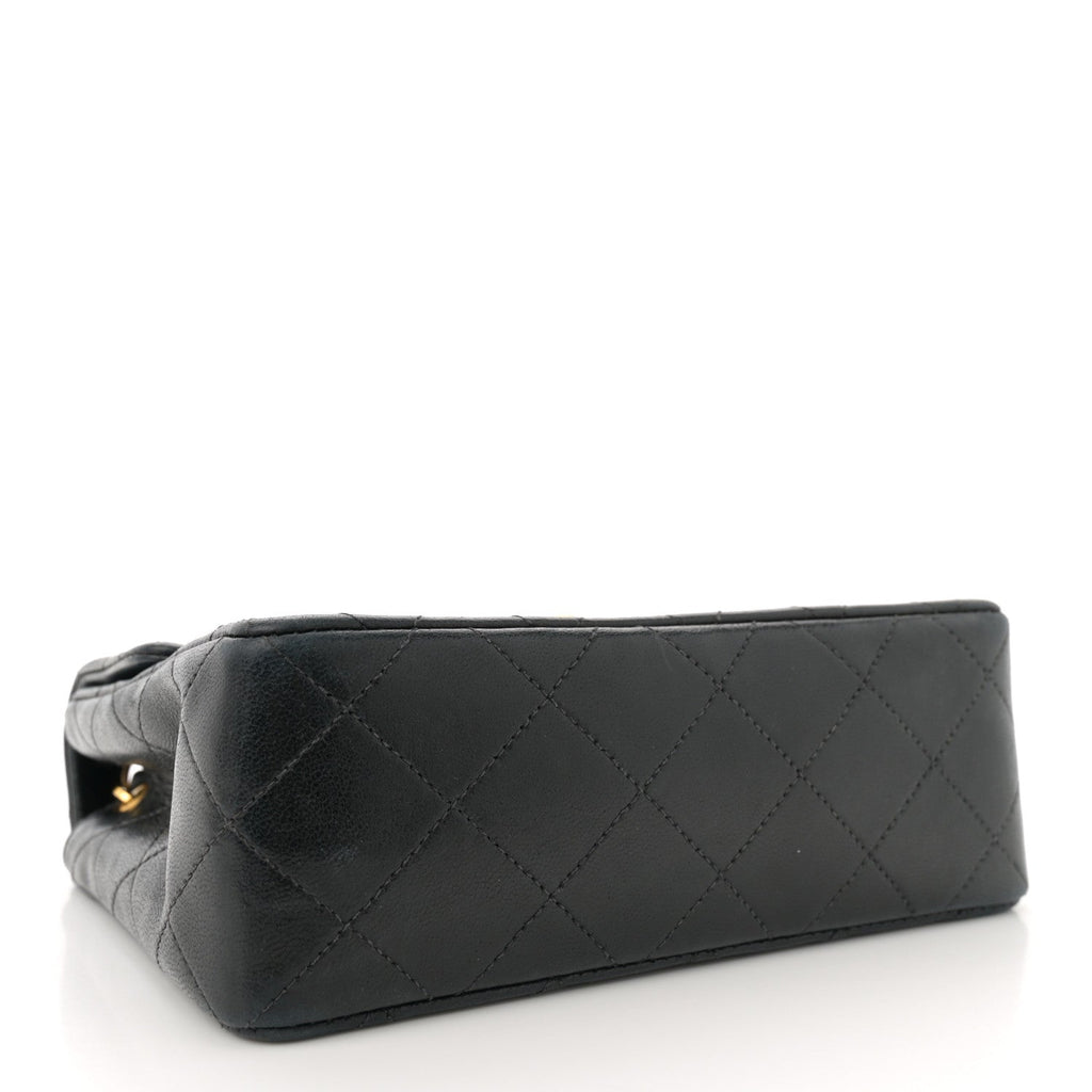 Lambskin Quilted Mini Square Flap Black