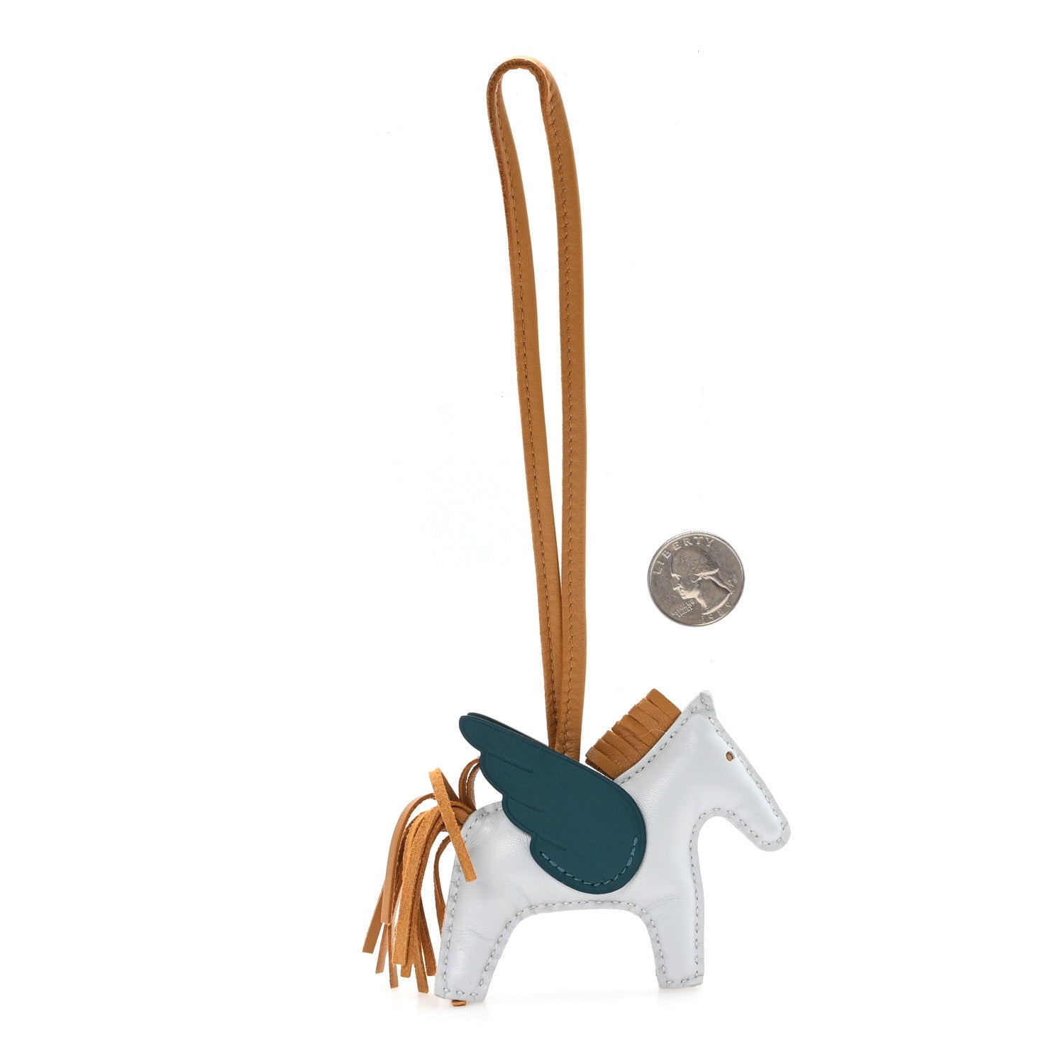 Milo Lambskin Grigri Rodeo Pegase Horse Bag Charm PM Bleu Brume Sesame Vert Bosphore