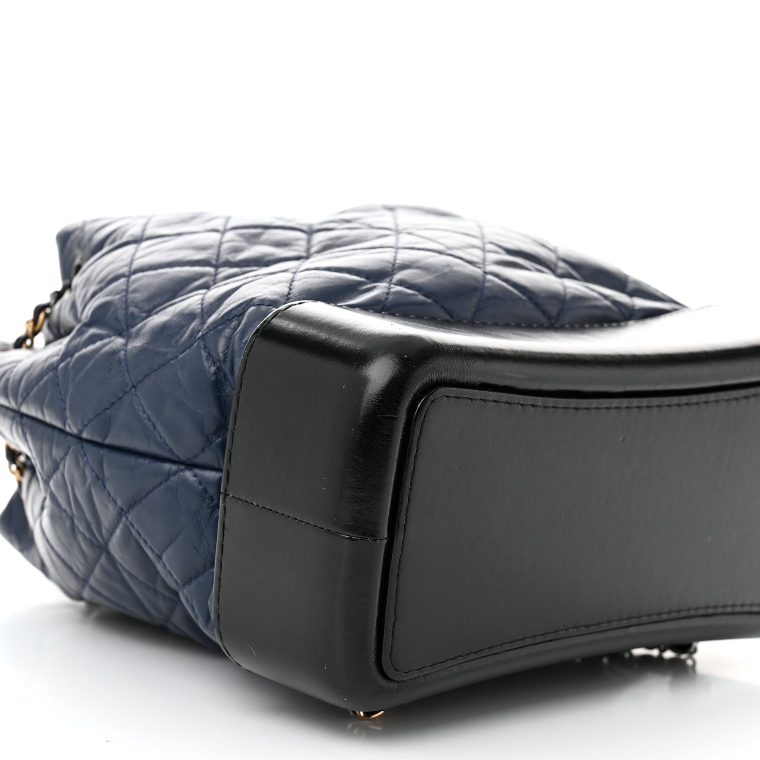 Aged Calfskin Quilted Gabrielle Backpack Navy Black