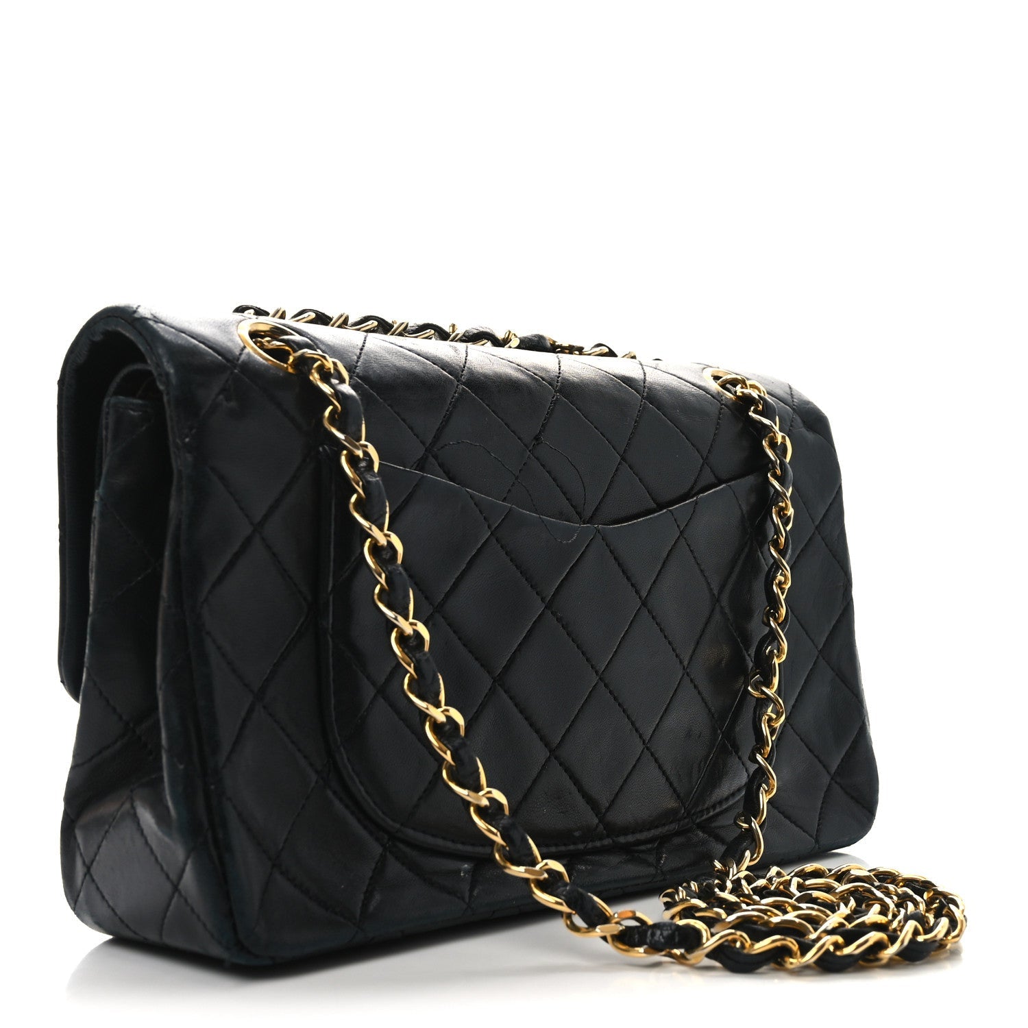 Lambskin Quilted Small Double Flap Black