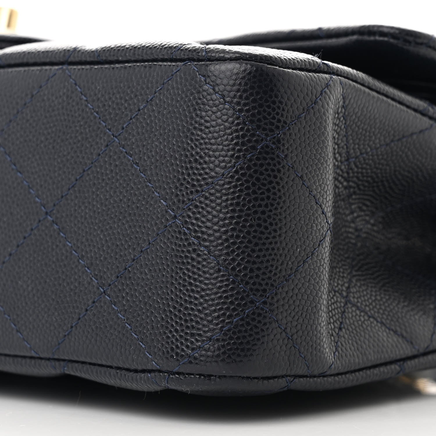 Caviar Quilted Medium Double Flap Navy