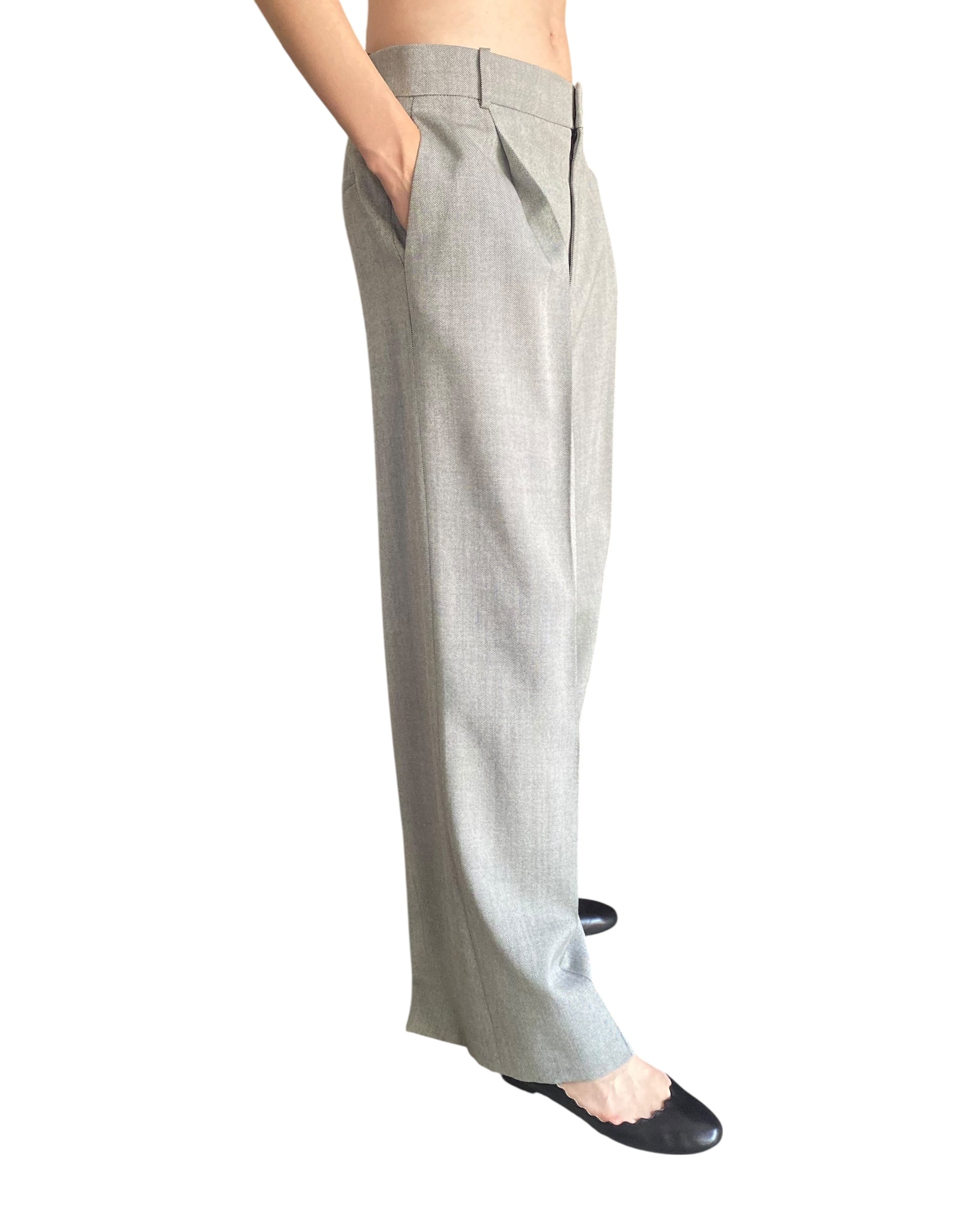 Christian Dior Grey Twill Wide Leg Trousers - US 8