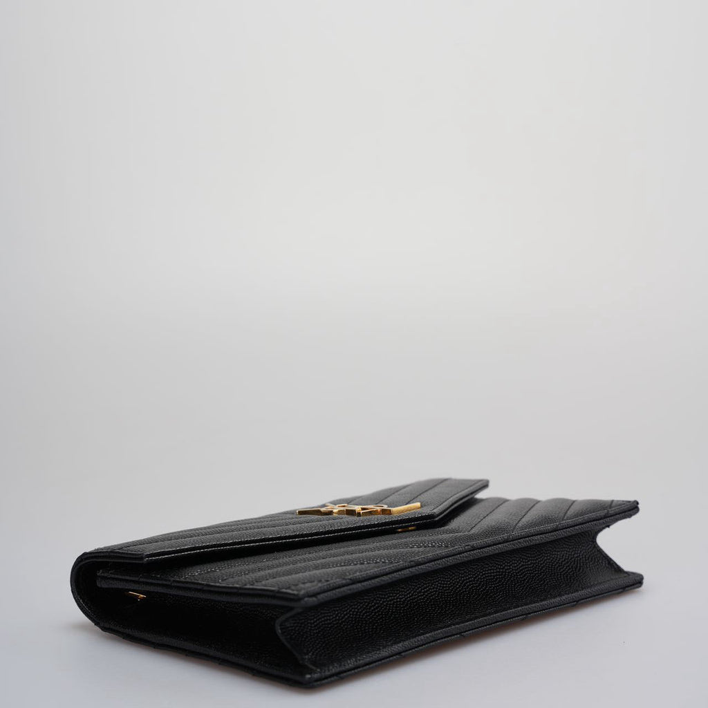 Saint Laurent Monogram Small Wallet on Chain Bag In Black with Gold Hardware