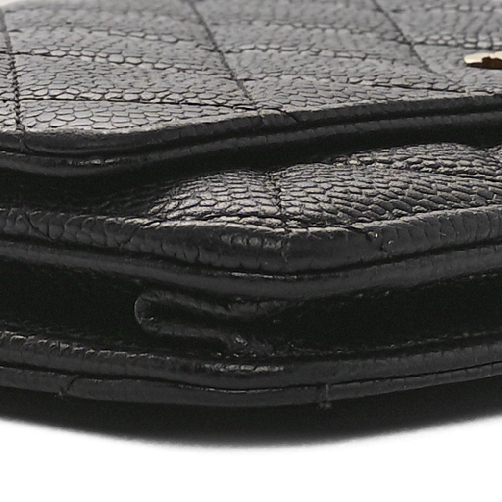 Caviar Quilted Wallet on Chain WOC Black