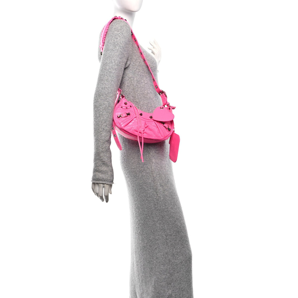 Agneau Arena Le Cagole Shoulder Bag XS Fluo Pink